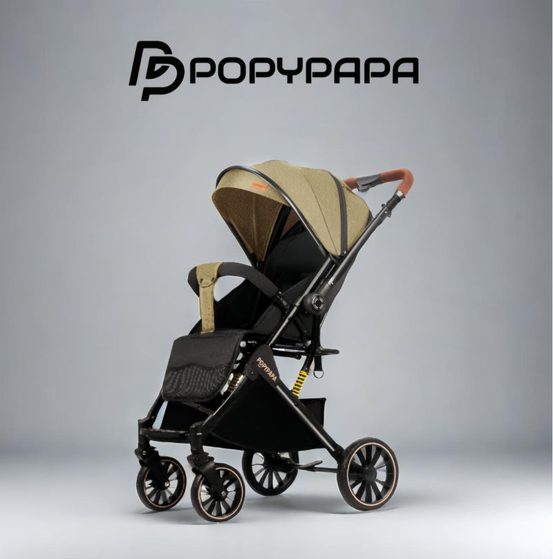 Popypapa Baby Stroller | Comfortable Baby Stroller for Daily Use | Full Canopy Sunshade | Reclining Seat & Adjustable Footrest | 5-Point Safety Harness | 360° Swivel Front Wheels | Large Storage Basket | Smooth Suspension - Image 2